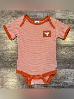 Texas Longhorn NCAA Unisex Striped Baby Bodysuit 12 Months Snap Closure Orange